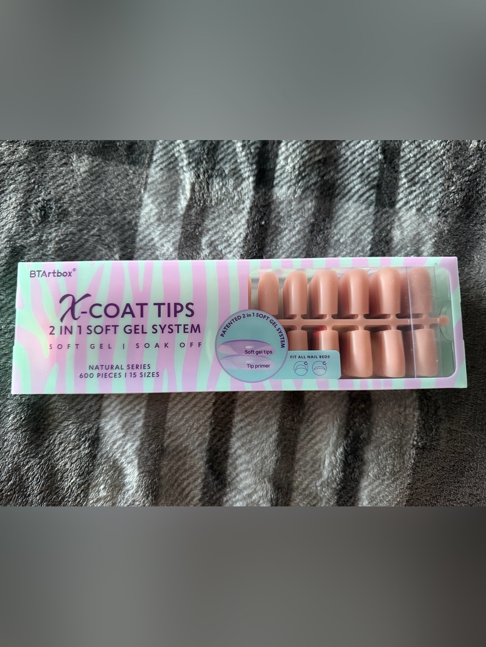 X-Coat Soft Gel Nail Tips in Nude Pink - 600 PCS Long Square Shape